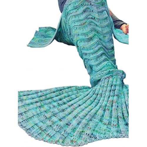  [아마존베스트]DDMY ＤDMY Mermaid Tail Blanket Crochet Mermaid Blankets Seasons Warm Soft Handmade Sleeping Bag Best Birthday Christmas gift For Kids Teens Adult 74x35 Mint Green