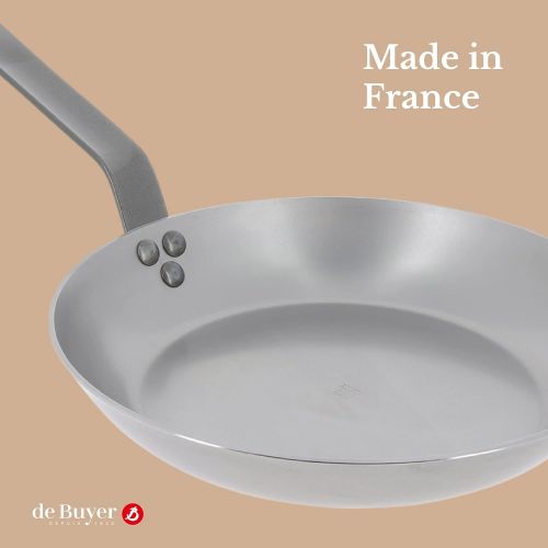  De Buyer 5610.36 Mineral B Round Carbon Steel Fry Pan 14-Inch Bratpfanne, Blech, schwarz