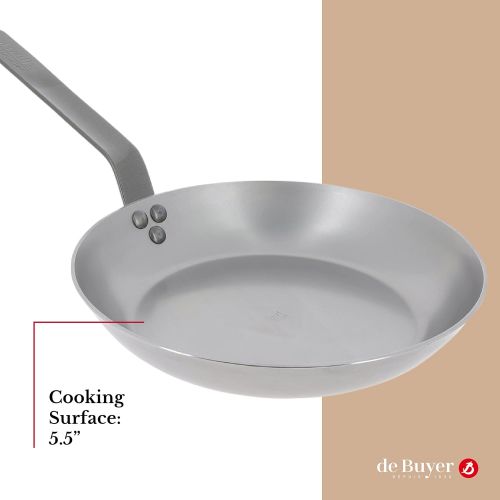  De Buyer 5610.36 Mineral B Round Carbon Steel Fry Pan 14-Inch Bratpfanne, Blech, schwarz