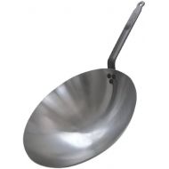 De Buyer 5114.35 Wok abgerundet, Edelstahl, weisses Blech, langlicher Stiel