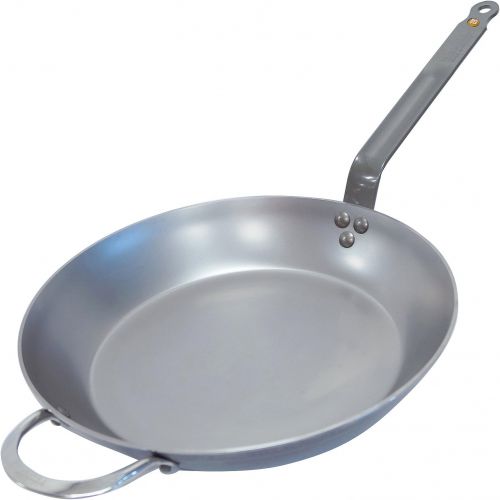  De Buyer 5610.36 Mineral B Round Carbon Steel Fry Pan 14-Inch Bratpfanne, Blech, schwarz