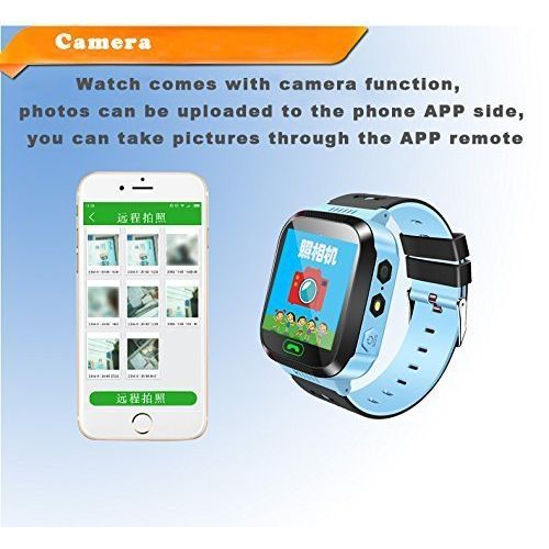  DEALCATCHER3510 GPS Tracker Kids Smart Watch for Children Girls Boys with Camera SIM Calls Anti-lost SOS Smartwatch Bracelet Compatible IPhone Android Smartphone (Blue)