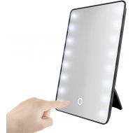 Dealpeak Touch Turn On/Off 16 LED Lighted Vanity Mirror Cosmetic Makeup Mirror Desktop Makeup Mirror with Back Collapsible Kickstand (black)