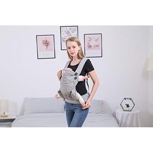  DECO2PRO LLC 360 Carry Positions All Seasons Baby Carrier with Hip Seat Carrier Backpack for 3-48 Months Newborn Infant or Toddler-Grey