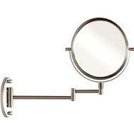 DecoBros 9.8-Inch Two-Sided Swivel Wall Mount Mirror with 7x Magnification, 13.5-Inch Extension, Nickel