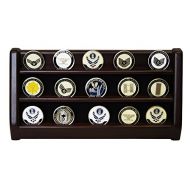 DECOMIL - 3 Rows Shelf Challenge Coin Holder Display Casino Chips Holder Cherry Finish