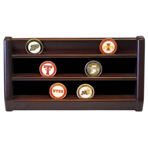  DECOMIL - 3 Rows Shelf Challenge Coin Holder Display Casino Chips Holder Cherry Finish