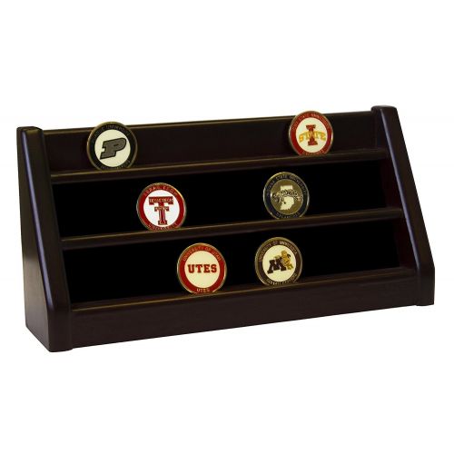  DECOMIL - 3 Rows Shelf Challenge Coin Holder Display Casino Chips Holder Cherry Finish