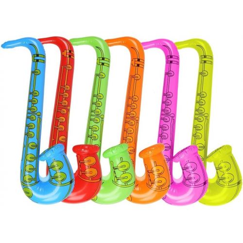  DECORA 27.5“ Inflatable Saxophones Assorted Colors 6pcs for Kids Party Favors