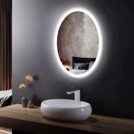 DECORAPORT Bathroom LED Mirror, Oval Wall Mounted Vanity Mirror,Vertial 20 x 28 in Lighted Mirror (A-CL054-H)
