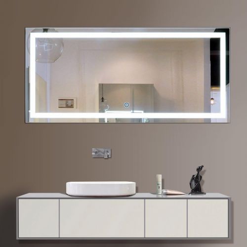  DECORAPORT 60 Inx28 in Horizontal LED Wall Mounted Lighted Vanity Bathroom Silvered Mirror with Touch Button (A-CK010-C)