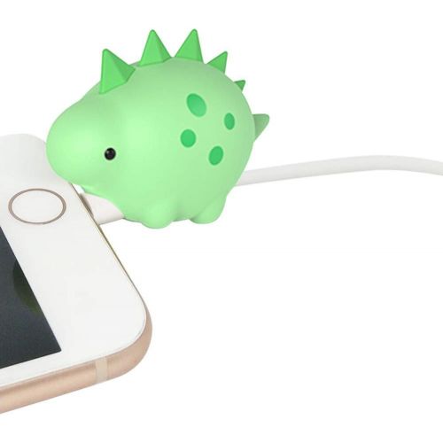  DECVO Cable Protector Fits iPhone iPad Android Sumsung Galaxy Cable Plastic Jurassic Plant-Eater Dinosaur Accessory USB Charger Data Protection Cover Chewer Earphone Cord Bite (Green Ste