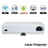 DEEIRAO Android6.0 Quad Core DLP LED Laser Projector, Deeirao Home Theater 3D Projector Support 1080P Full HD 6000LED Lumens Hdmi USB3.0 WLAN Bluetooth4.0 with Portable Bag YouTube Faceboo