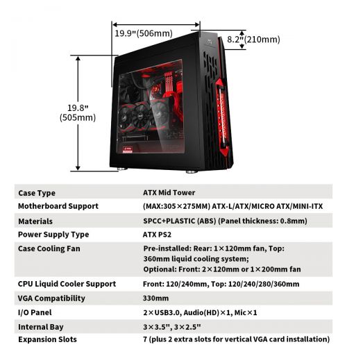  DEEPCOOL GENOME ROG Certified Edition with Built-in 360 Liquid Cooler and Remote-Controled RGB Lighting System ATX Gaming Mid Tower Computer Case, AM4 Compatible, 3-Year Warranty