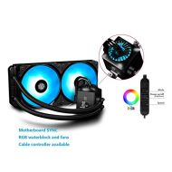 DEEPCOOL Liquid AIO CPU Cooler, Captain 240 RGB, SYNC RGB Waterblock and Fans Controlled by Cable Controller or Motherboard with 12V RGB Header, 2x120mm PWM Fans, AM4 Compatible, 3