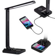 DEEPLITE Table Desk Lamp with Fast Wireless Charger for iPhone X, 8 & 8 Plus, Samsung, Galaxy, Office Light with USB Port, 5 Color Mode &7 Brightness Level Touch Control, 1H Timer,