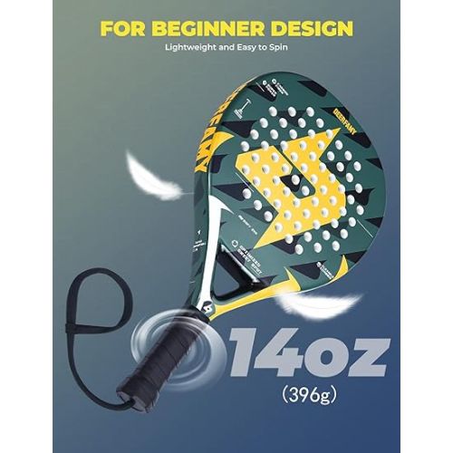  DEERFAMY Padel Racket Carbon Fiber Surface with EVA Memory Flex Foam Core Padel Tennis Racquets Lightweight