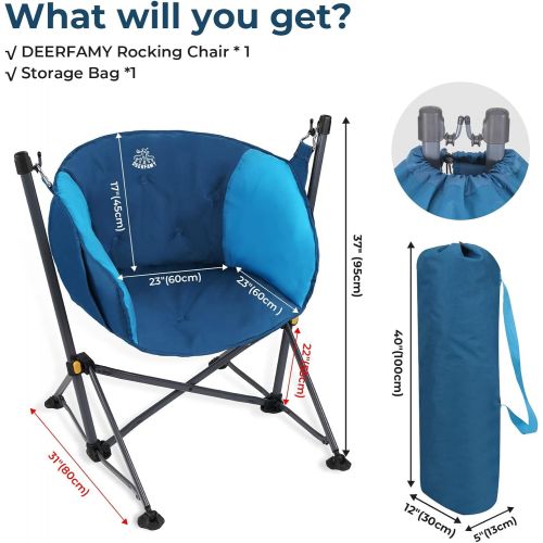  DEERFAMY Swinging Camping Chair, Hold Up to 350lbs, Folding Hammock Chairs with Stand Included, with Carrying Bag for Road Trip, Backyard, Backyard, Lawn, Campsites, Car Camp Adult
