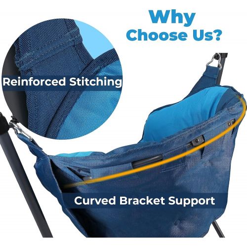  DEERFAMY Swinging Camping Chair, Hold Up to 350lbs, Folding Hammock Chairs with Stand Included, with Carrying Bag for Road Trip, Backyard, Backyard, Lawn, Campsites, Car Camp Adult