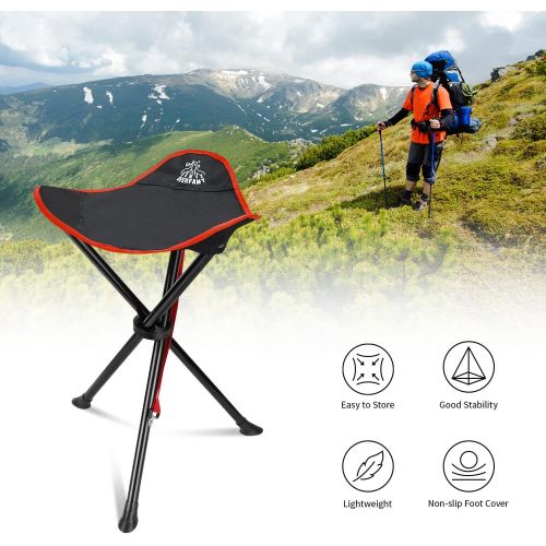  DEERFAMY Folding Camping Tripod Stools, Portable 3 Legs Tall Slacker Chair Tripod Seat for Outdoor Hiking Fishing Picnic Travel Beach BBQ Garden Lawn with Storage Bag