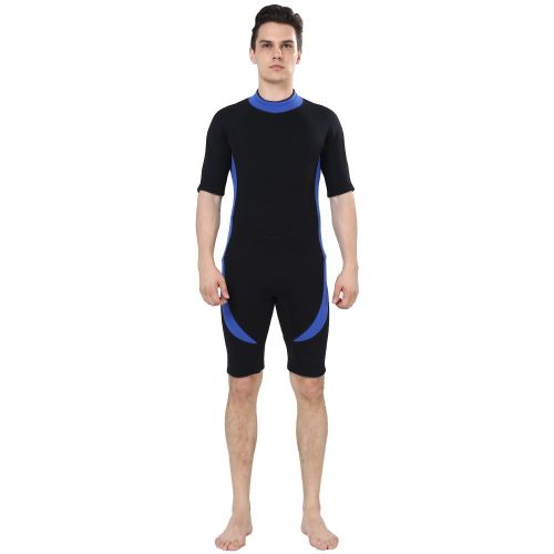  DEHAI Men Womens Wetsuits Shorty Sleeves 3mm Neoprene Skin Youth Adults Reactor Full Suit Diving Swimming Snorkeling Surfing Scuba Jumpsuit Warm Boys Girls Swimwear Back Zip
