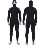 DEHAI 5mm Wetsuit Mens Neoprene Diving Wet Suits with Hoodie Long Sleeve Front Zipper Full Body Thermal Swimsuit in Cold Water Keep Warm for Swimming Scuba Surfing