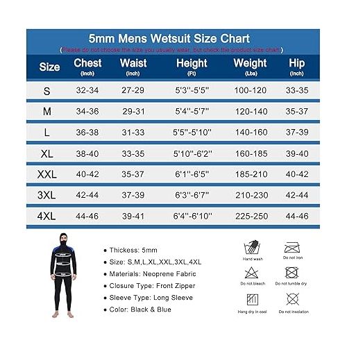  DEHAI 5mm Wetsuit Mens Neoprene Diving Wet Suits with Hoodie Long Sleeve Front Zipper Full Body Thermal Swimsuit in Cold Water Keep Warm for Swimming Scuba Surfing