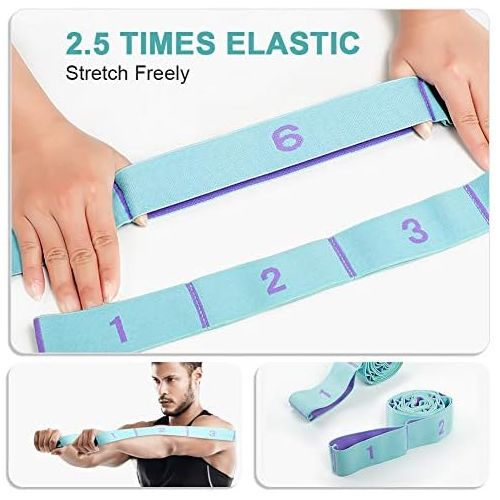  [아마존베스트]Stretching Band,DEHUB Stretch Band Gymnastikband mit 11 Schleifen,Yoga Stretch Gurt,Leicht zu Tragender und Hochelastischer Widerstandsbander,Deal fuer Yoga, Koerperliche Therapie, G