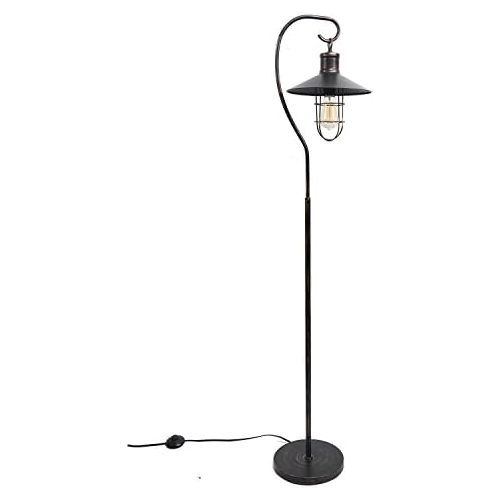 DEI Standing Lantern Vintage Bulb Decor Lamp, Large, Black