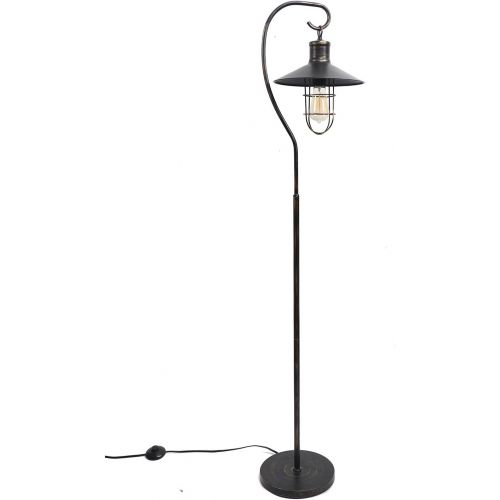  DEI Standing Lantern Vintage Bulb Decor Lamp, Large, Black
