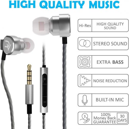  Deivvox Earphones - Wired Earbuds with Microphone Mic - in Ear Headphones Earbud Noise Cancelling Isolating in-Ear Earphone Deep Bass Ear Buds Compatible iPhone iPod Samsung Smartp