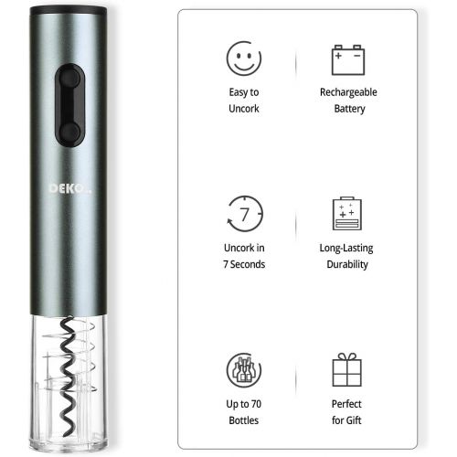  [아마존베스트]DEKOHM Electric Wine Opener Set with Charger & Batteries, Corkscrew Wine Bottle Opener Rechargeable, Gift Kit for Wine Lovers with Automatic Wine Opener, Foil Cutter, Vacuum Stoppe