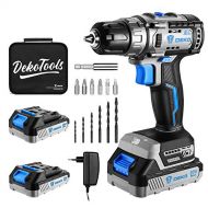 DEKOPRO Cordless drill set, DEKO 20V Brushless Drill Driver Kit, 2 Batteries, 42 N.M, 3/8-Inch, 2-Variable Speed, Fast Charger, 13pcs Bits Accessories with Storage Bag.