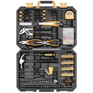 DEKOPRO DEKO 196 Piece Tool Set General Household Hand Tool Kit with Rip Claw Hammer,Linemans Plier, Measure Tape Rule & Plastic Toolbox Storage Case…