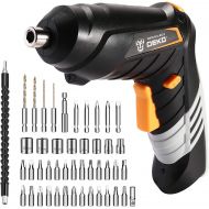 DEKOPRO Cordless Screwdriver, 3.6V Electric Screwdriver Household Battery Rechargeable Drill Driver Power, 47pcs Accessories, Adjustable 2 Position, USB Rechargeable with LED Light