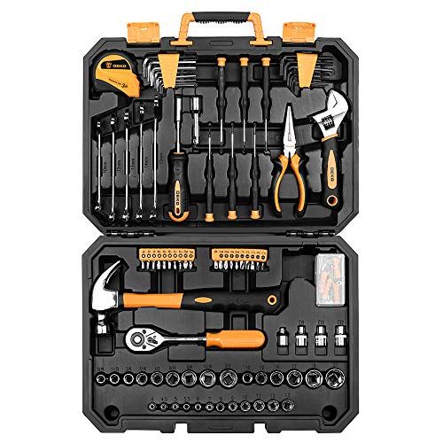  자전거 정비 공구 수리DEKOPRO 128 Piece Tool Set-General Household Hand Tool Kit, Auto Repair Tool Set, with Plastic Toolbox Storage Case