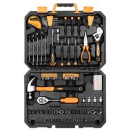 DEKOPRO 128 Piece Tool Set-General Household Hand Tool Kit, Auto Repair Tool Set, with Plastic Toolbox Storage Case