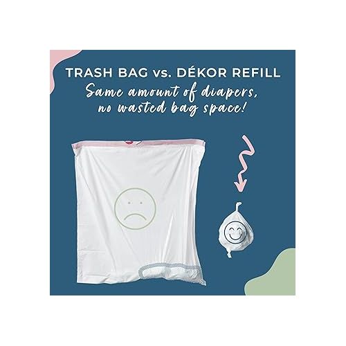  Diaper Dekor Plus Diaper Pail Biodegradable Refills | 2 Count | Most Economical Refill System | Quick & Easy to Replace | No Preset Bag Size ? Use Only What You Need | Exclusive End-of-Liner Marking