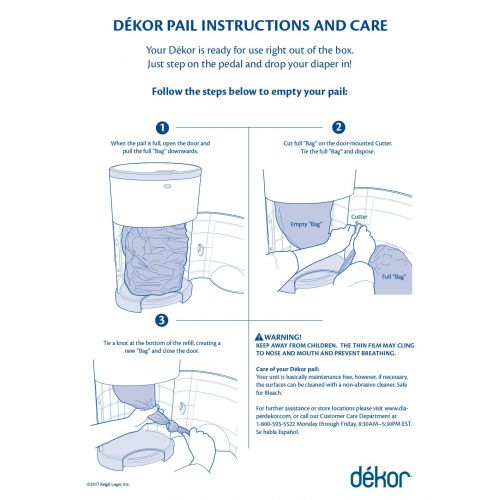  Dekor Plus Hands-Free Diaper Pail | Gray | Easiest to Use | Just Step  Drop  Done | Doesn’t Absorb Odors | 20 Second Bag Change | Most Economical Refill System |Great for Cloth D