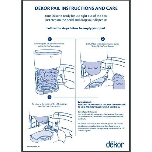  Dekor Classic Diaper Pail Biodegradable Refills | 2 Count | Most Economical Refill System | Quick and Simple to Replace | No Preset Bag Size  Use Only What You Need | Exclusive En