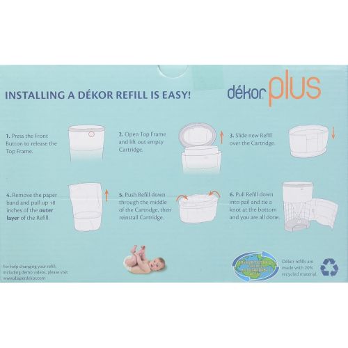  Dekor Plus Diaper Pail Biodegradable Refills | 2 Count | Most Economical Refill System | Quick and Simple to Replace | No Preset Bag Size  Use Only What You Need | Exclusive End-o