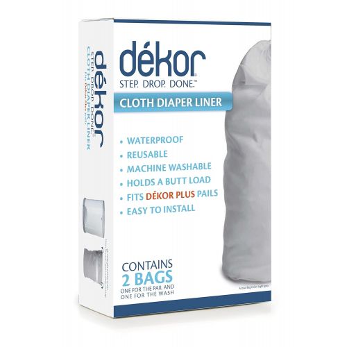  Dekor Cloth Diaper Liner | 2 Count | Gray | Perfect for Cloth Diapers | Just Step  Drop  Done | Quick & Easy to Replace | Fits the Dekor Plus Hands-Free Diaper Pail | Machine Was