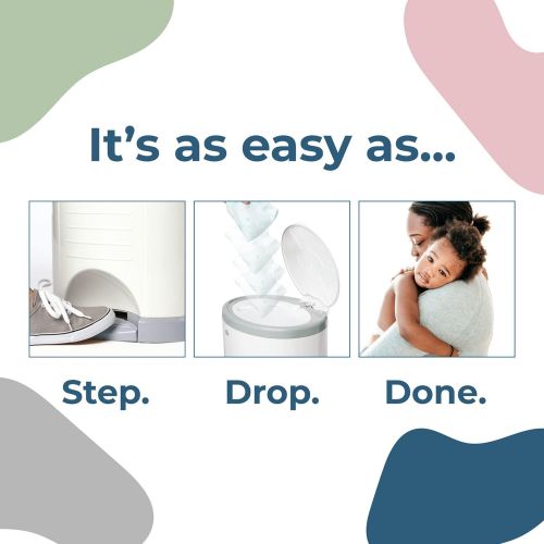  Dekor Mini Hands-Free Diaper Pail | White | Easiest to Use | Just Step  Drop  Done | Doesn’t Absorb Odors | 20 Second Bag Change | Most Economical Refill System