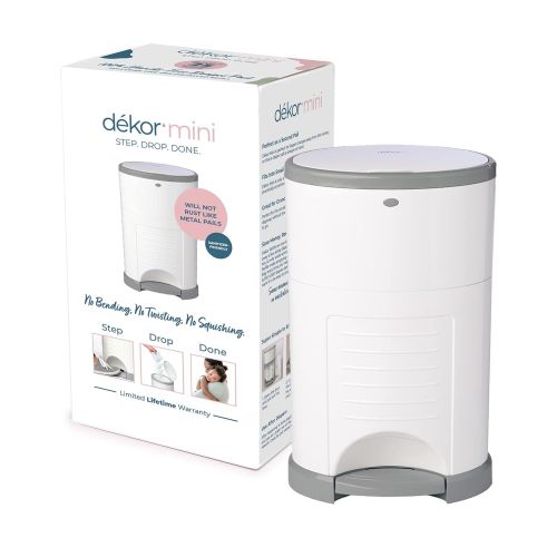  Dekor Mini Hands-Free Diaper Pail | White | Easiest to Use | Just Step  Drop  Done | Doesn’t Absorb Odors | 20 Second Bag Change | Most Economical Refill System