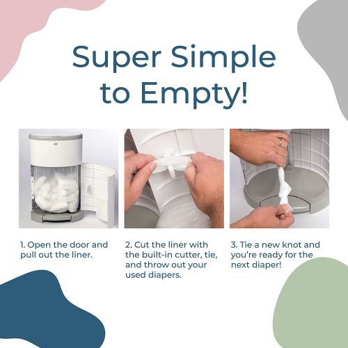  Dekor Mini Hands-Free Diaper Pail | White | Easiest to Use | Just Step  Drop  Done | Doesn’t Absorb Odors | 20 Second Bag Change | Most Economical Refill System