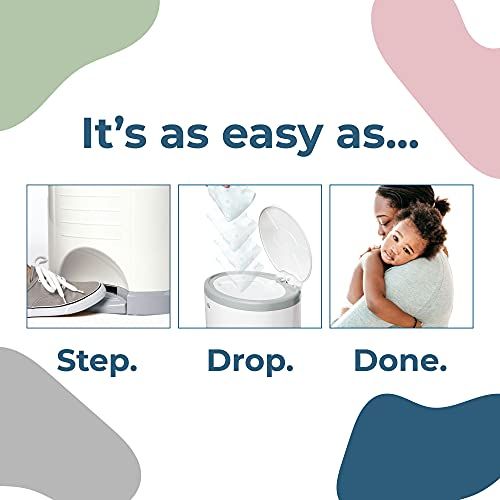  Dekor Plus Hands-Free Diaper Pail | Gray | Easiest to Use | Just Step  Drop  Done | Doesn’t Absorb Odors | 20 Second Bag Change | Most Economical Refill System |Great for Cloth D