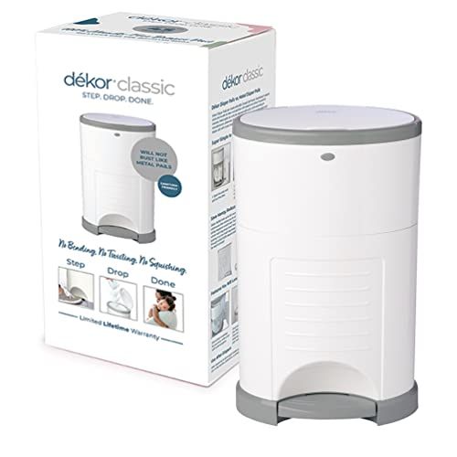  Dekor Classic Hands-Free Diaper Pail | White | Easiest to Use | Just Step  Drop  Done | Doesn’t Absorb Odors | 20 Second Bag Change | Most Economical Refill System