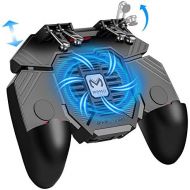 DELAM Mobile Game Controller w/ L1R1 L2R2 Triggers [ 6 Finger ], PUBG/COD Mobile Controller w/Cooling Fan & 1200mAh Power Bank, Gaming Grip Joystick Gamepad, Shoot Aim Keys for 4.7-6.5 A