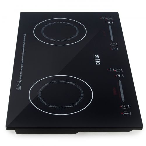 델 DELLA Induction Dual Cooker Counter top Burner Portable Cook top Black Stove Plate Lightweight Timer Control Stove Top