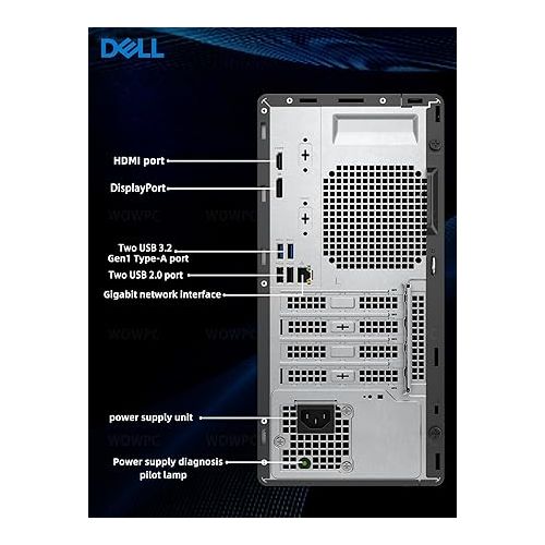 델 Dell Optiplex 3000 Tower Business Desktop Computer, 12th Gen Intel Core i5-12500 Processor, 16GB DDR4 RAM, 256GB SSD + 1TB HDD, WiFi, DVD-RW, HDMI, Display Port(Support 4K), Windows 11 Pro